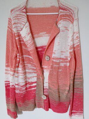 Unbranded Cotton Blend Long Sleeves 3 Buttons Knit Cardigan Orange Ombre Sz L/XL